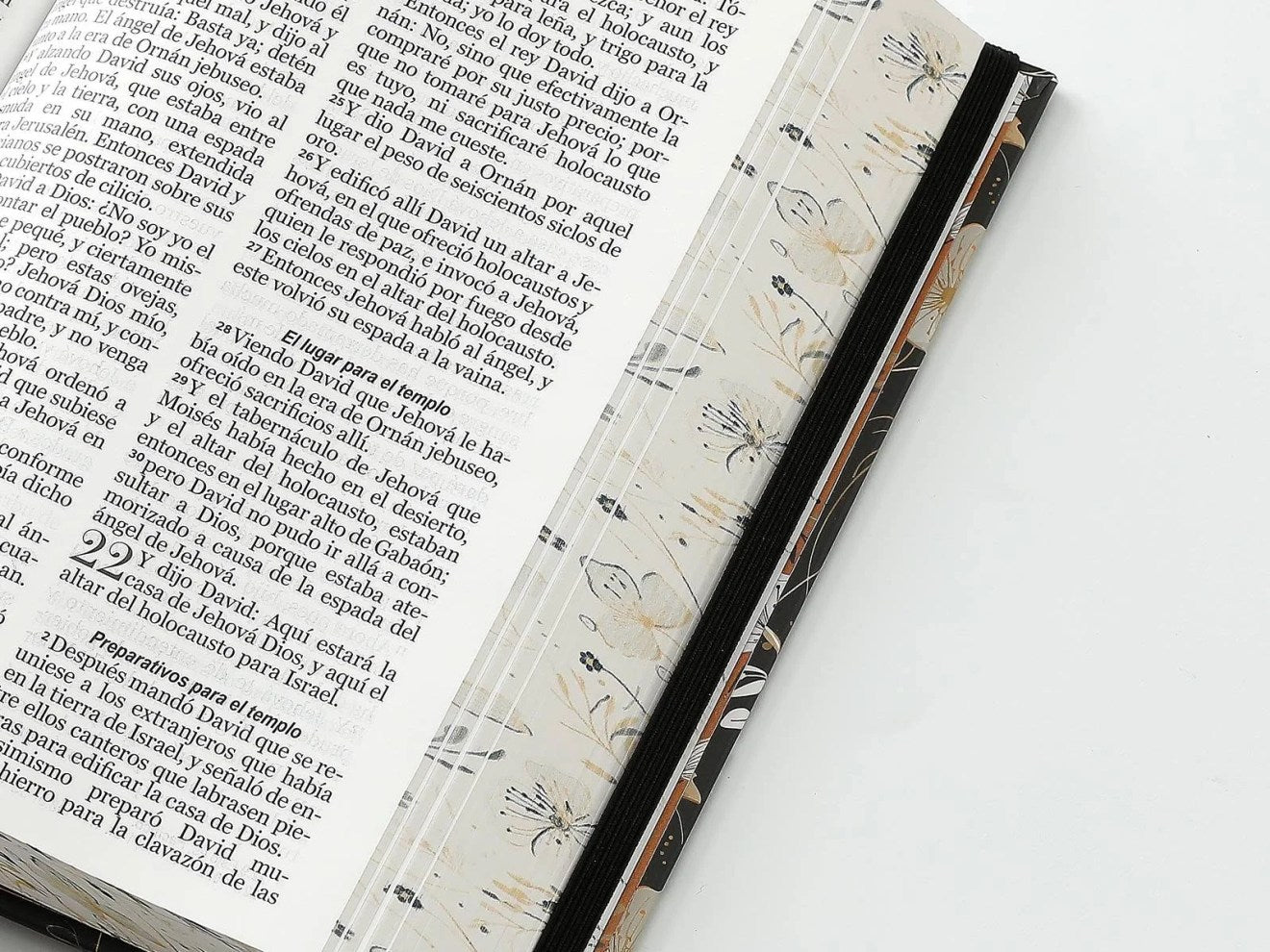 Biblia Reina Valera 1960 Letra Grande Flores Primavera Negra Tapa Dura con Liga